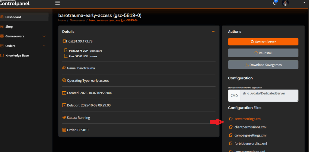 Schnellstart: Barotrauma Dedicated Server Einrichtung