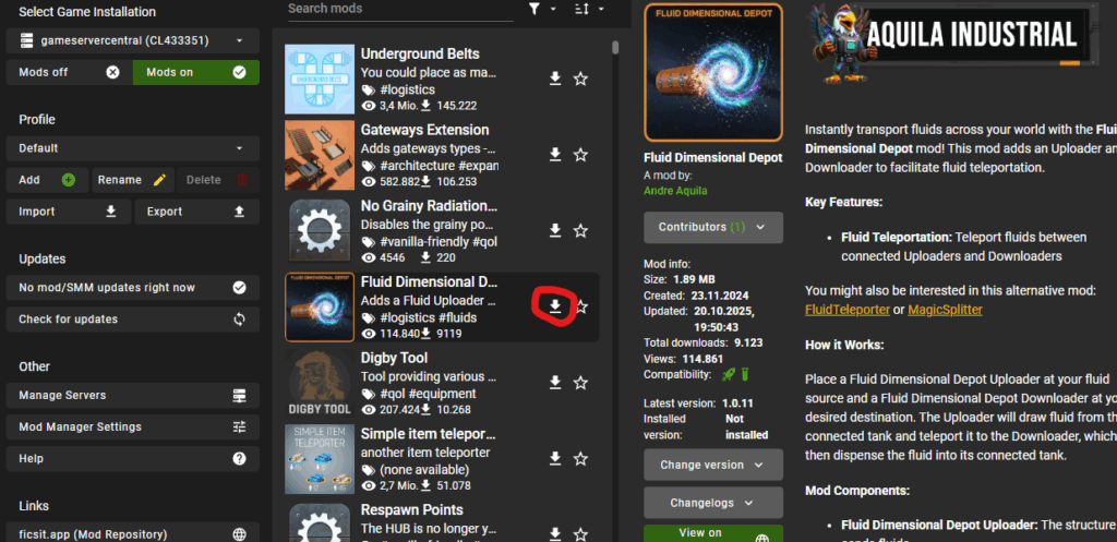 Satisfactory Mod Manager - Install Mod