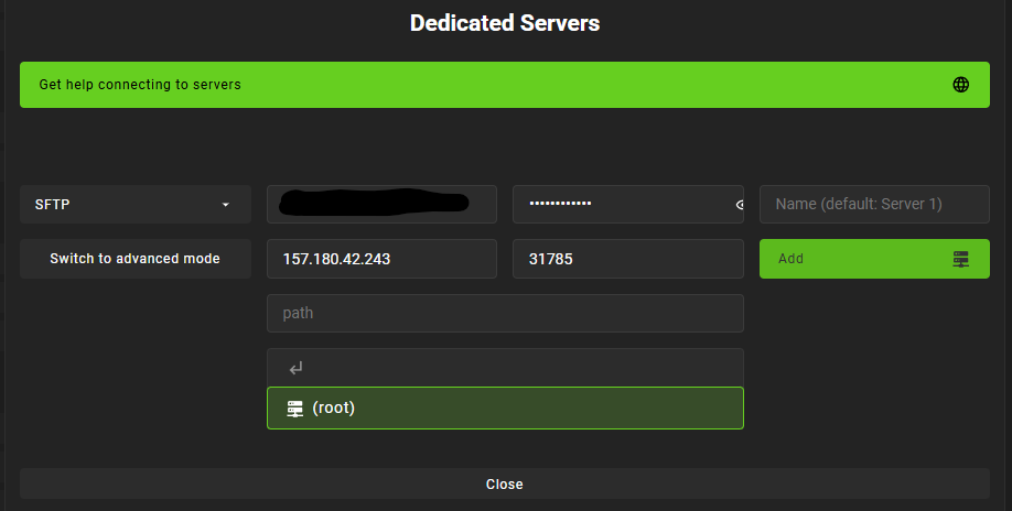 Satisfactory Mod Manager - Connect Server via SFTP